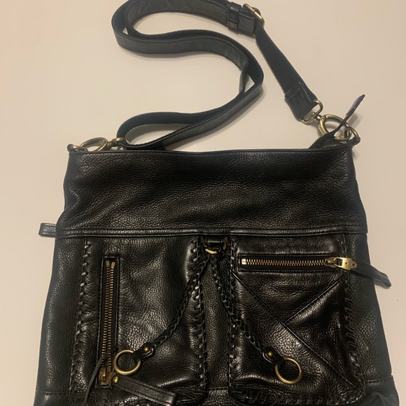 Crown Vintage Black Crossbody Bag with Braided Details - Picture 1 of 15